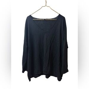 EILEEN FISHER | top shirt blouse 2X black linen blend